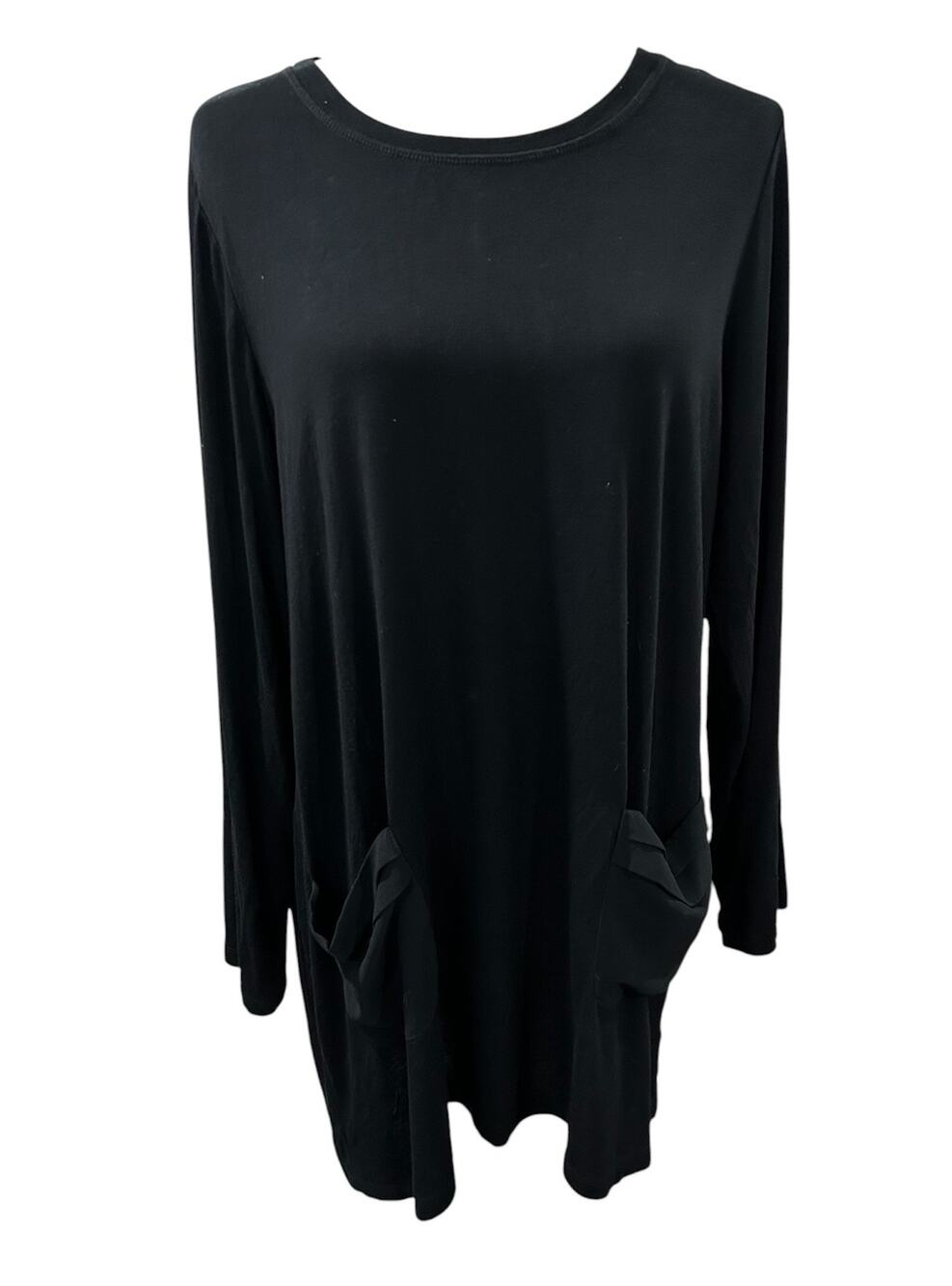 LOGO Lori Goldstein Long Sleeve Tunic in Black Chiffon Pockets & Insert 1X EUC